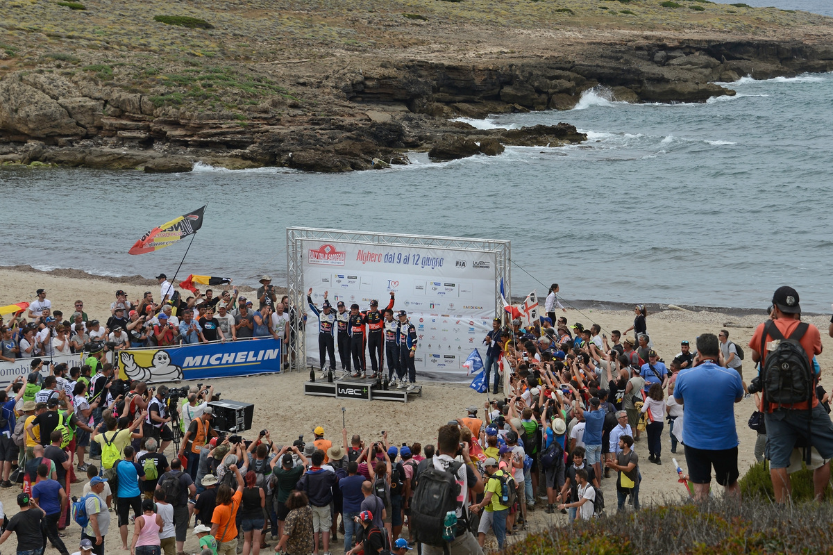 Miikka Anttila (FIN), Jari-Matti Latvala (FIN), Nicolas Gilsoul (B), Thierry Neuville (B),  Julien Ingrassia (F), Sébastien Ogier (F) WRC Rally Italia Sardegna 2016