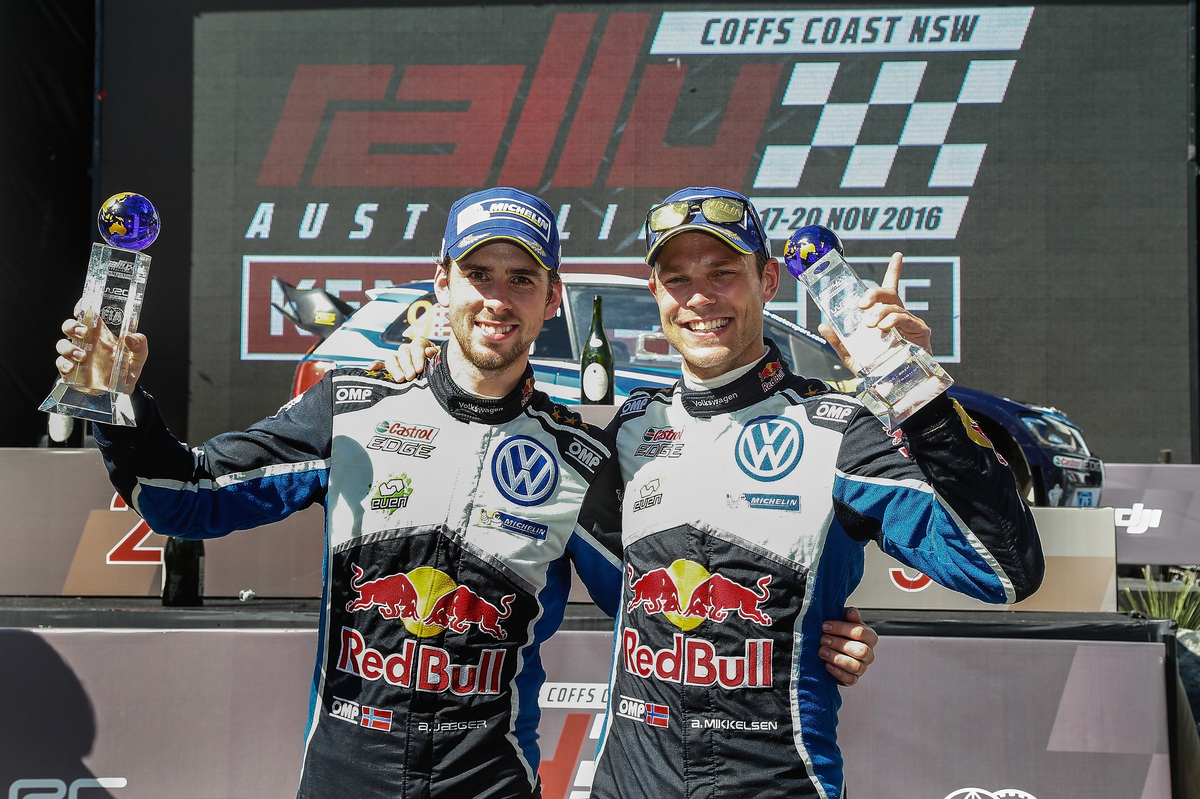 Anders Jæger (NOR), Andreas Mikkelsen (NOR) WRC Rally Australia 2016 Photo: Toni Welam